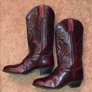Durango leather burgundy rocker goth cowboy boot